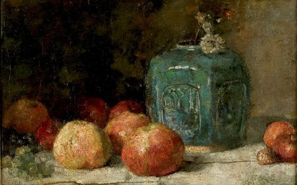 Картина Ван Гога Натюрморт с рыжим кувшином и яблоками 1885